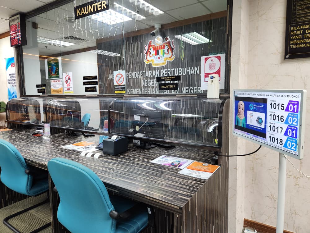 Custronics Queue Management System installation at Jabatan Pendaftaran Pertubuhan Malaysia Negeri Johor