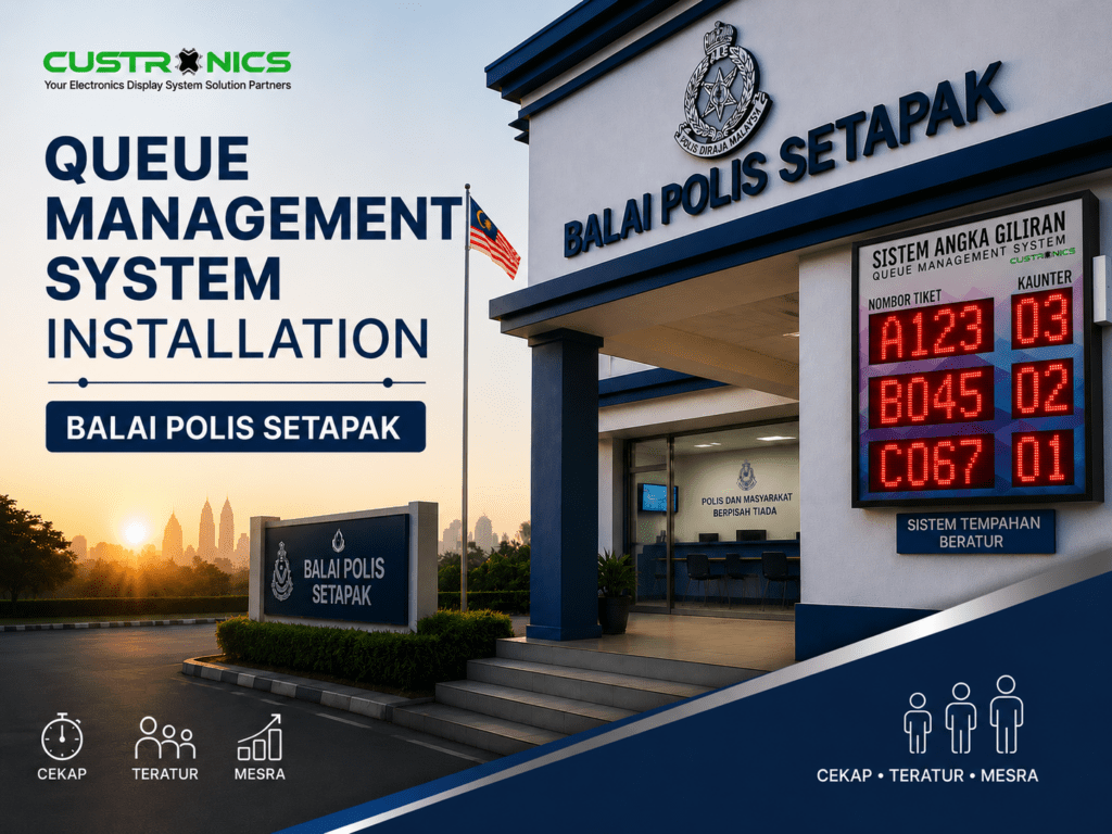 Custronics Queue Management System Installation at Balai Polis Setapak